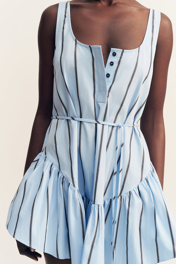SAXON COTTON SCOOP NECK MINI DRESS