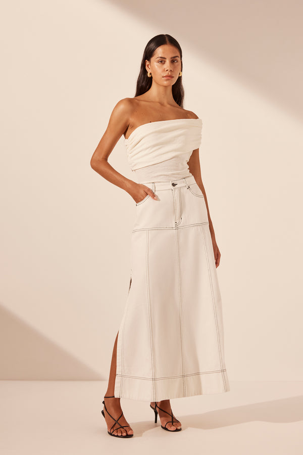 HANA PANELLED MIDI SKIRT_A