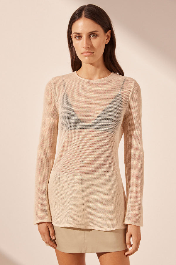 VALERIA ROUND NECK LONG SLEEVE TOP - OAT_D