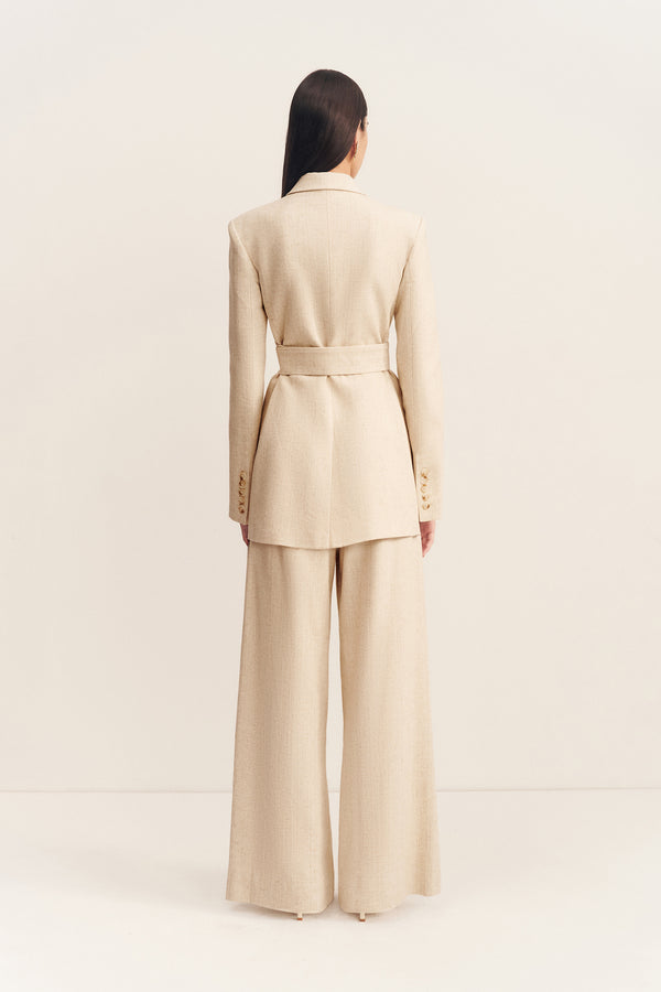 NEWMAN HOURGLASS DOUBLE BREASTED BLAZER WITH BELT - PARCHMENT_B
