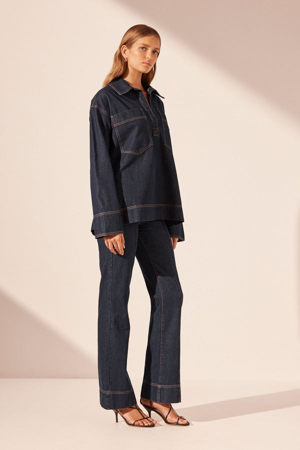 RITA PATCH POCKET SHIRT - DEEP INDIGO_A