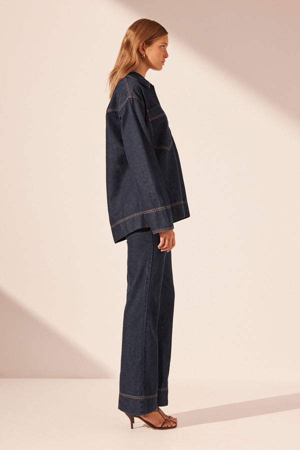 RITA PATCH POCKET SHIRT - DEEP INDIGO_S