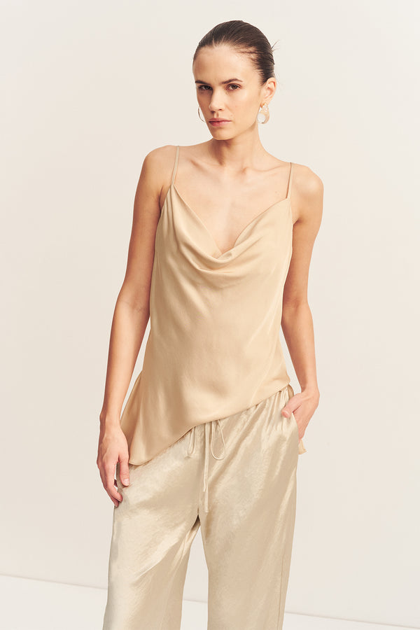 AGNES COWL NECK TUNIC WITH BELT - OAT