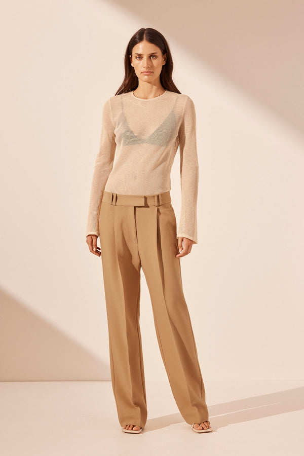 IRENA LOW RISE SLOUCH PANT - WHEAT_F