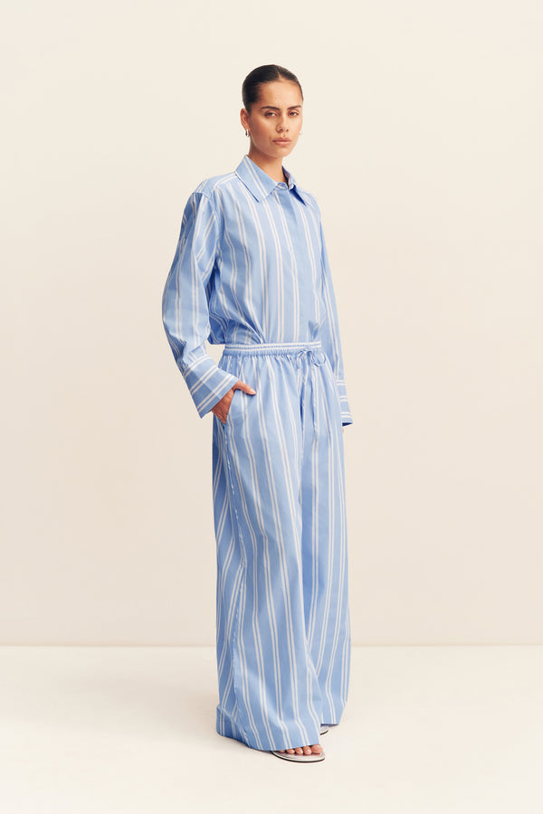 OMRI WIDE LEG PANT - BLUE STRIPE