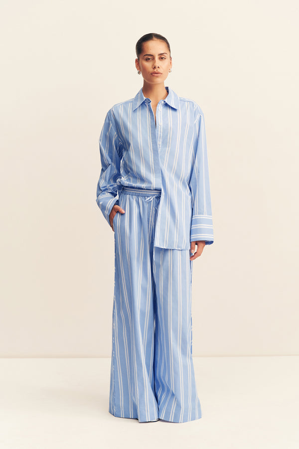 OMRI WIDE LEG PANT - BLUE STRIPE_F