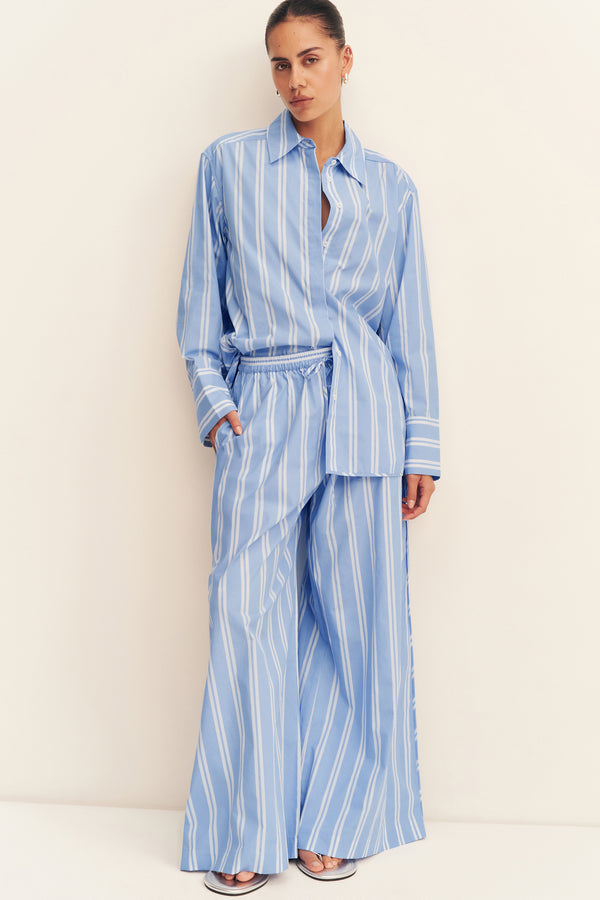 OMRI WIDE LEG PANT - BLUE STRIPE