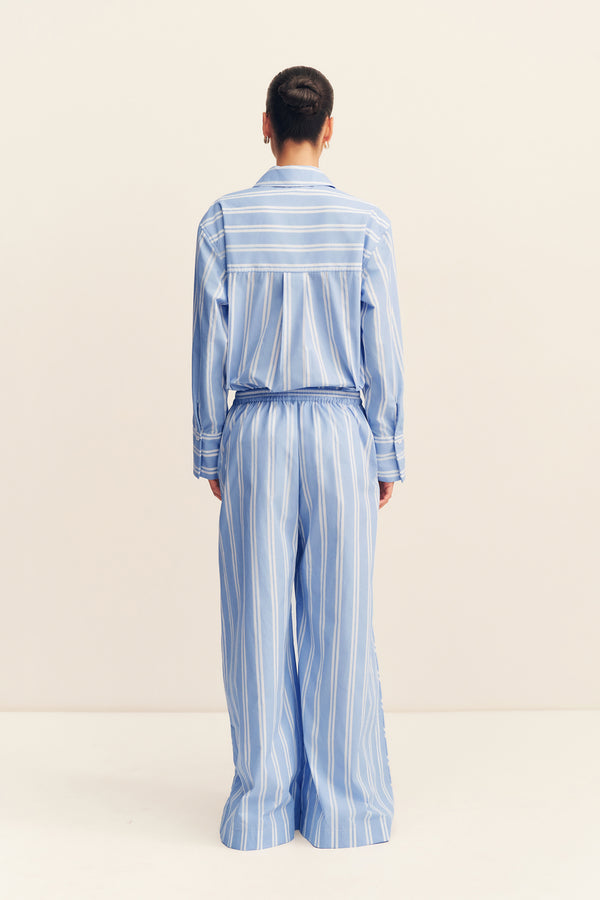 OMRI WIDE LEG PANT - BLUE STRIPE