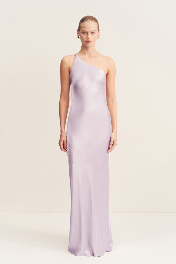 LA LUNE ONE SHOULDER COWL BACK MAXI DRESS - LILAC_F