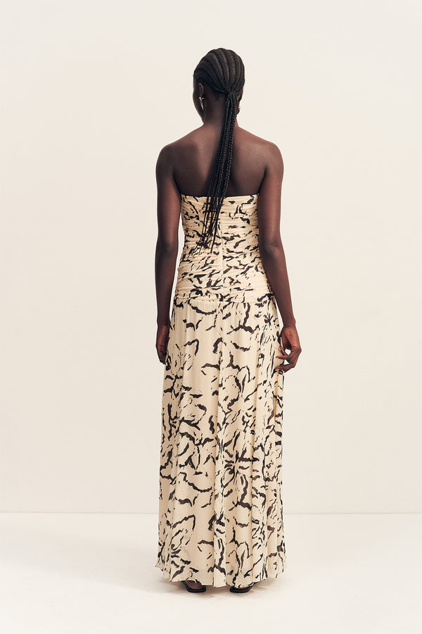 REA STRAPLESS PANELLED MAXI DRESS