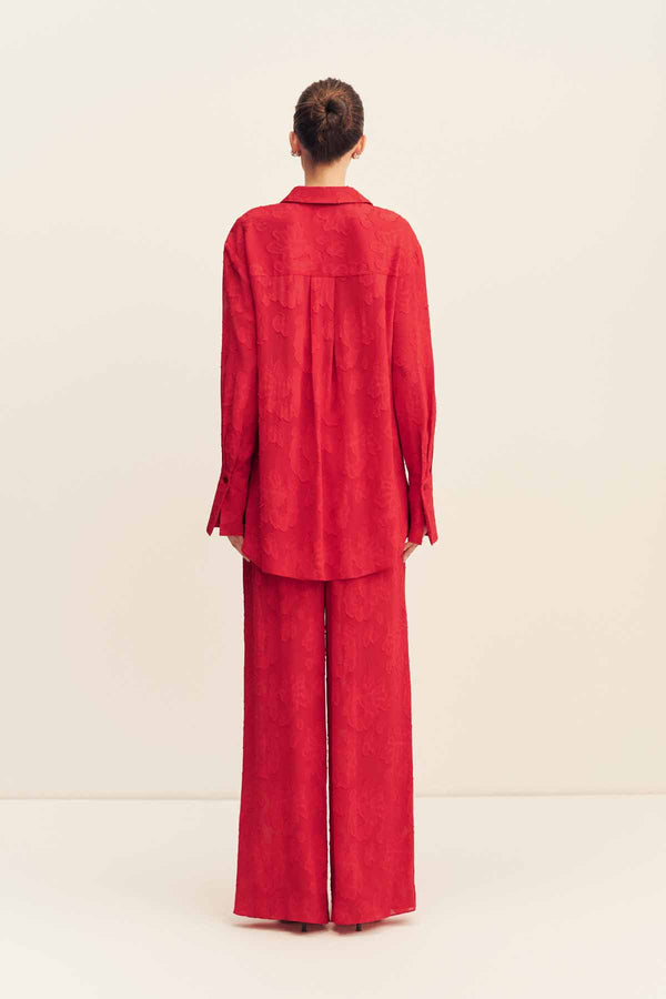 BOWERY SEMI SHEER SHIRT - CHERRY