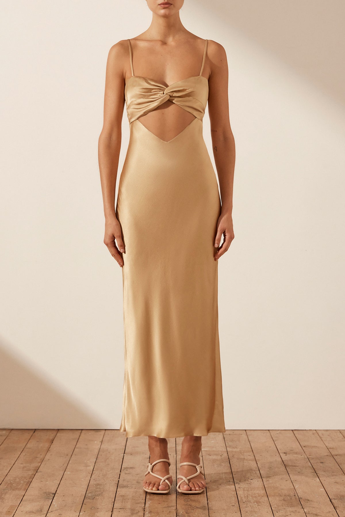 OLIVIERA TWIST FRONT MIDI DRESS - TAFFY_F