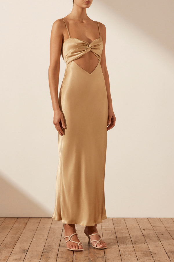 OLIVIERA TWIST FRONT MIDI DRESS - TAFFY_A