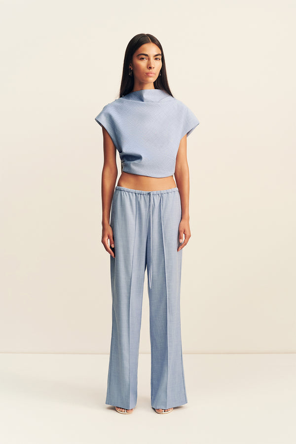 ASHER CAP SLEEVE TOP - CHAMBRAY BLUE_F