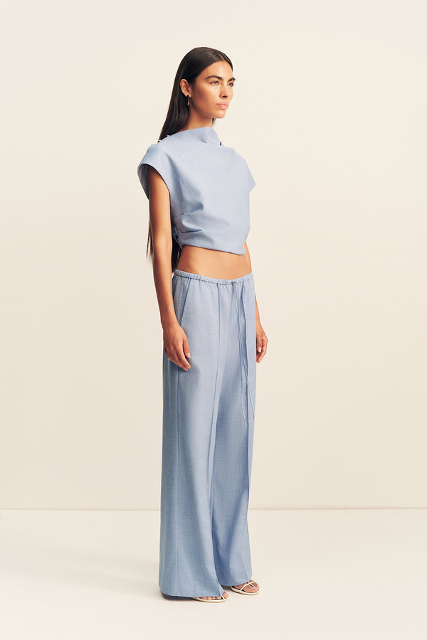 ASHER CAP SLEEVE TOP - CHAMBRAY BLUE