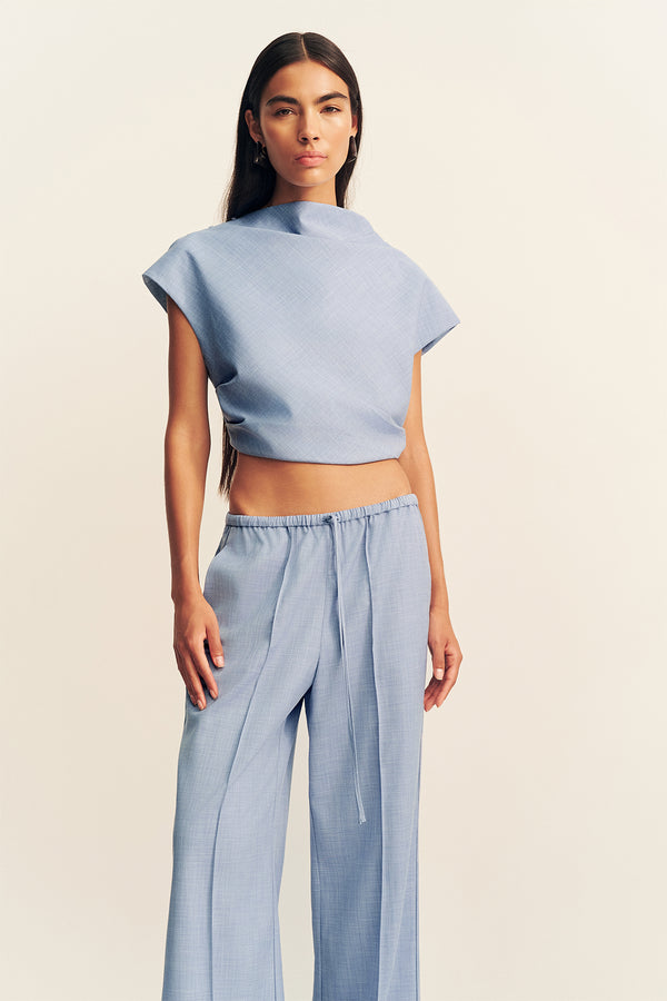 ASHER CAP SLEEVE TOP - CHAMBRAY BLUE