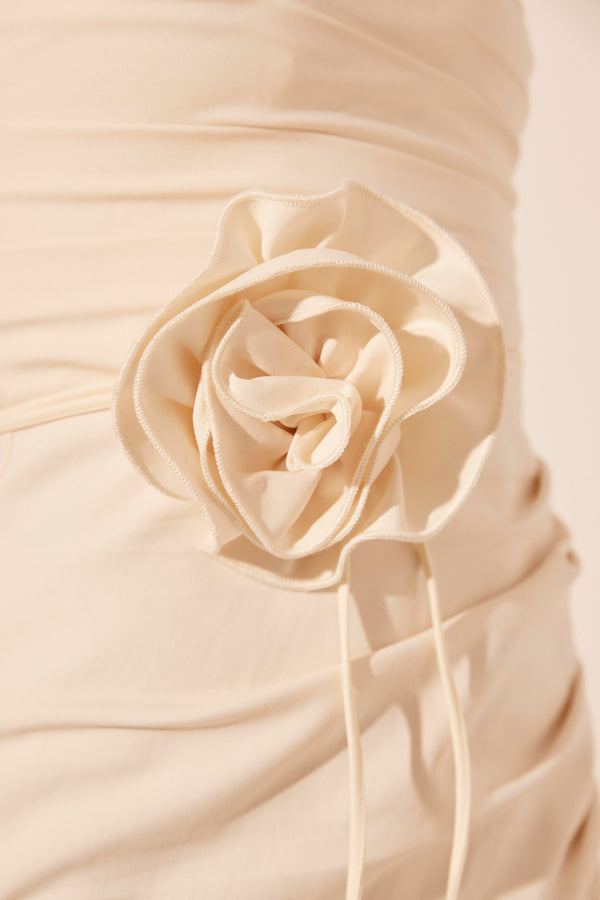 LANI STRAPLESS DRAPED MAXI DRESS - RICE_D