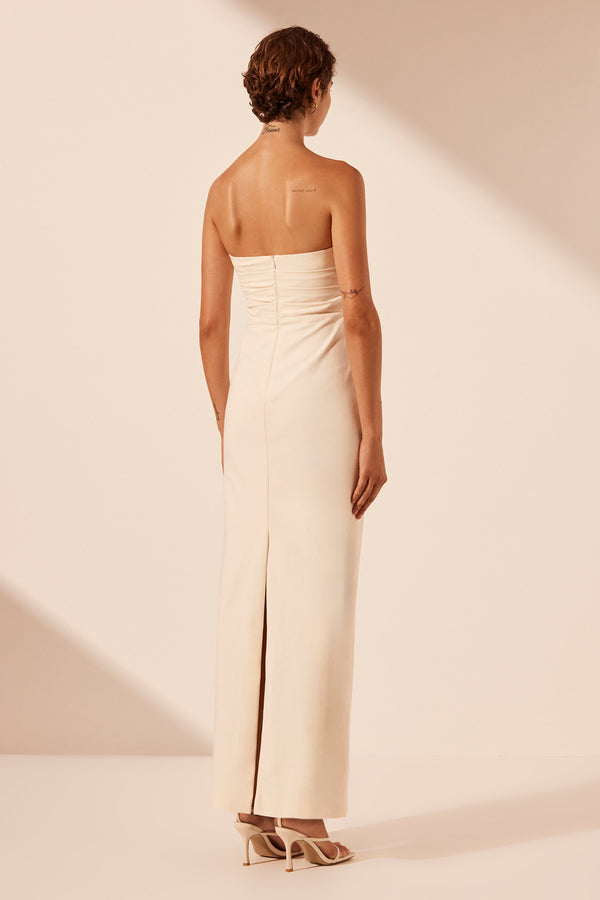 LANI STRAPLESS DRAPED MAXI DRESS - RICE_B