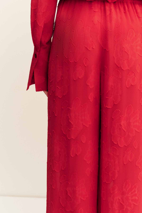 BOWERY SEMI SHEER DRAWSTRING PANT - CHERRY