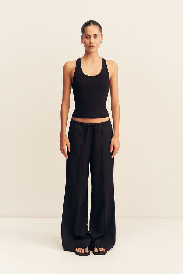 CASTRO SUITING DRAWSTRING PANT - BLACK_F