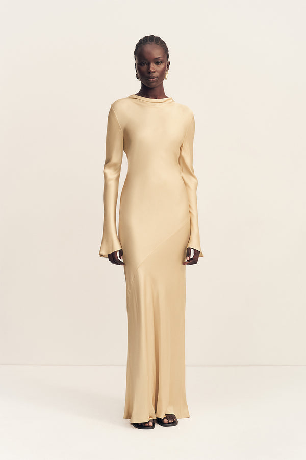 Agnes Long Sleeve Maxi Dress With Belt | Oat | Dresses | Shona Joy Agnes Long Sleeve Maxi Dress With Belt | Oat | Dresses | Shona Joy