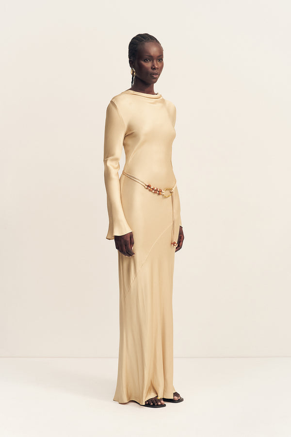 Agnes Long Sleeve Maxi Dress With Belt | Oat | Dresses | Shona Joy Agnes Long Sleeve Maxi Dress With Belt | Oat | Dresses | Shona Joy