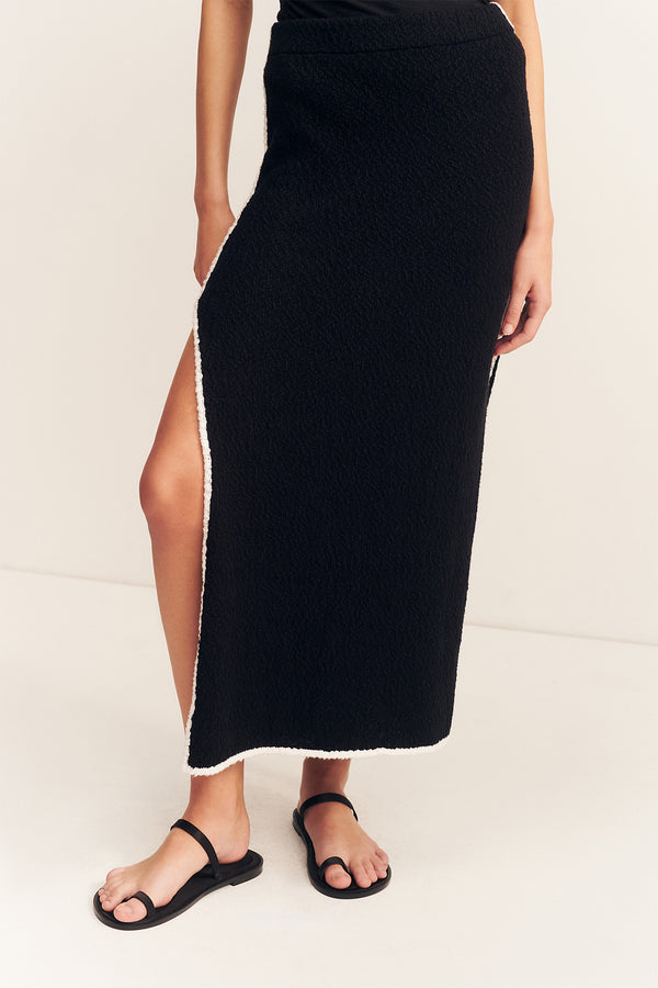 LENA SIDE SPLIT MAXI SKIRT - BLACK_D