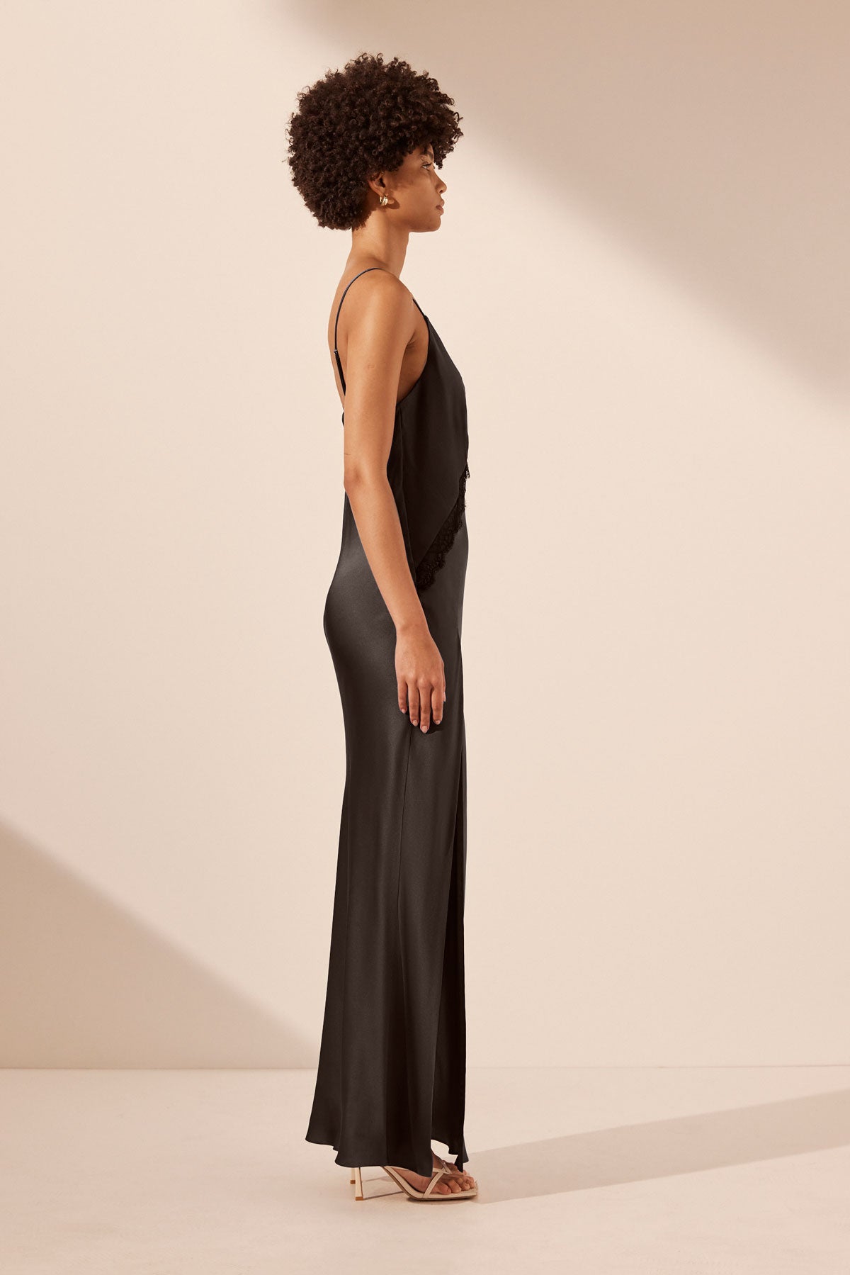 Leticia Silk Lace Split Maxi Dress | Black | Dresses | Shona Joy