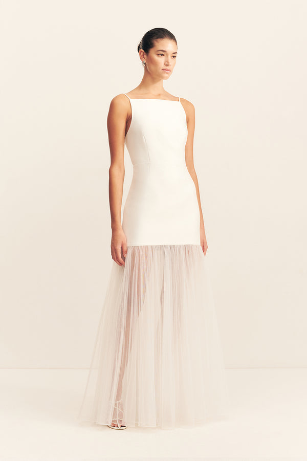 CALCITE CONTRAST SQUARE NECK MAXI DRESS