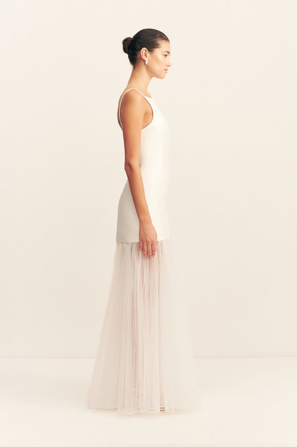 CALCITE CONTRAST SQUARE NECK MAXI DRESS