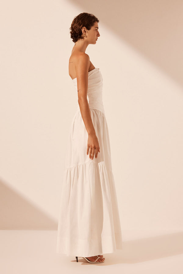 MAIORI STRAPLESS TIERED MAXI DRESS - IVORY_S