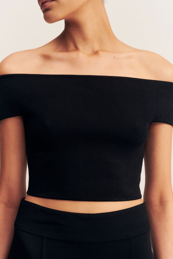 BASIC OFF SHOULDER TOP - BLACK_D