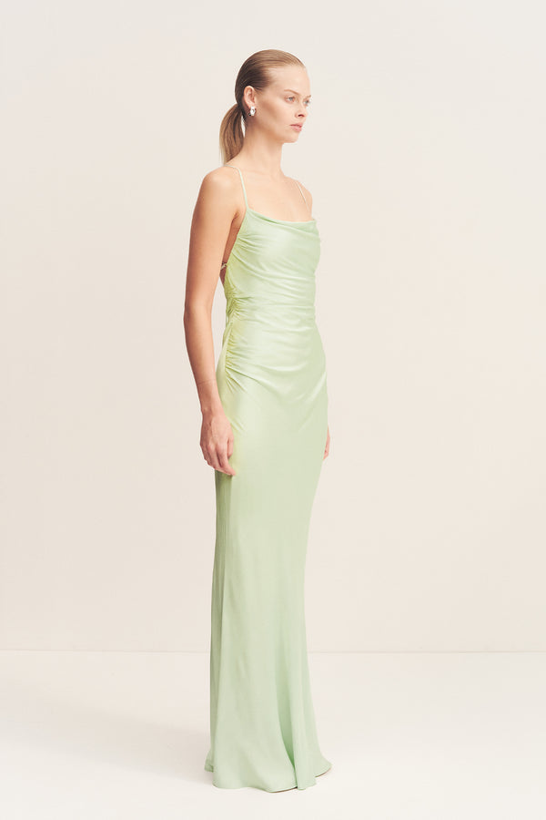 LA LUNE LACE BACK MAXI DRESS - KEY LIME