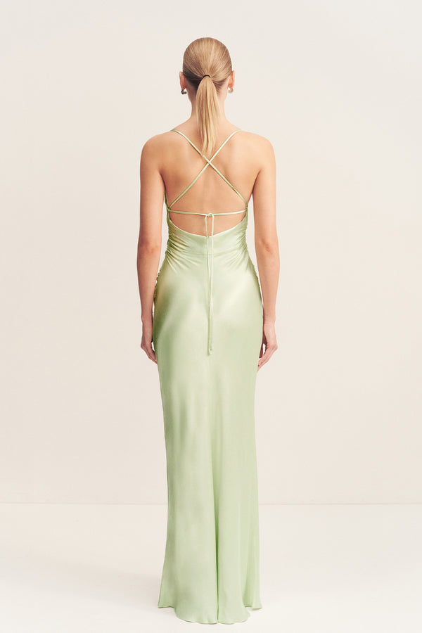 LA LUNE LACE BACK MAXI DRESS - KEY LIME