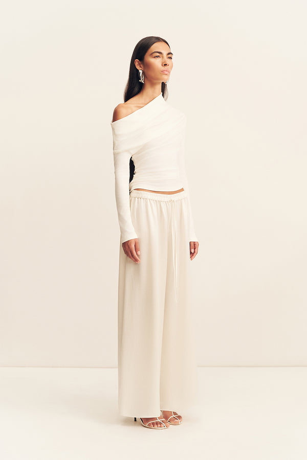 ABY ASYMMETRICAL JERSEY TOP - IVORY
