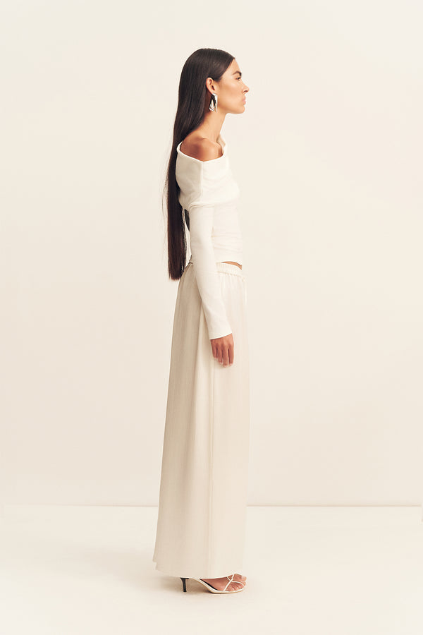 ABY ASYMMETRICAL JERSEY TOP - IVORY