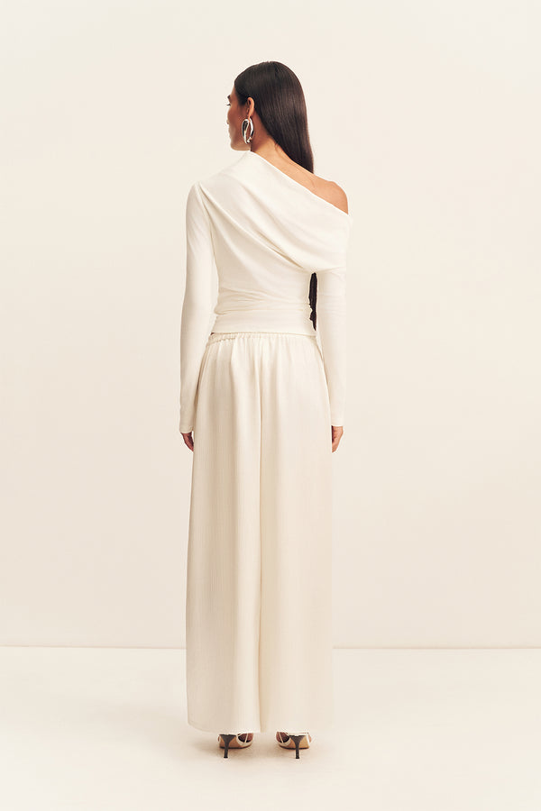ABY ASYMMETRICAL JERSEY TOP - IVORY