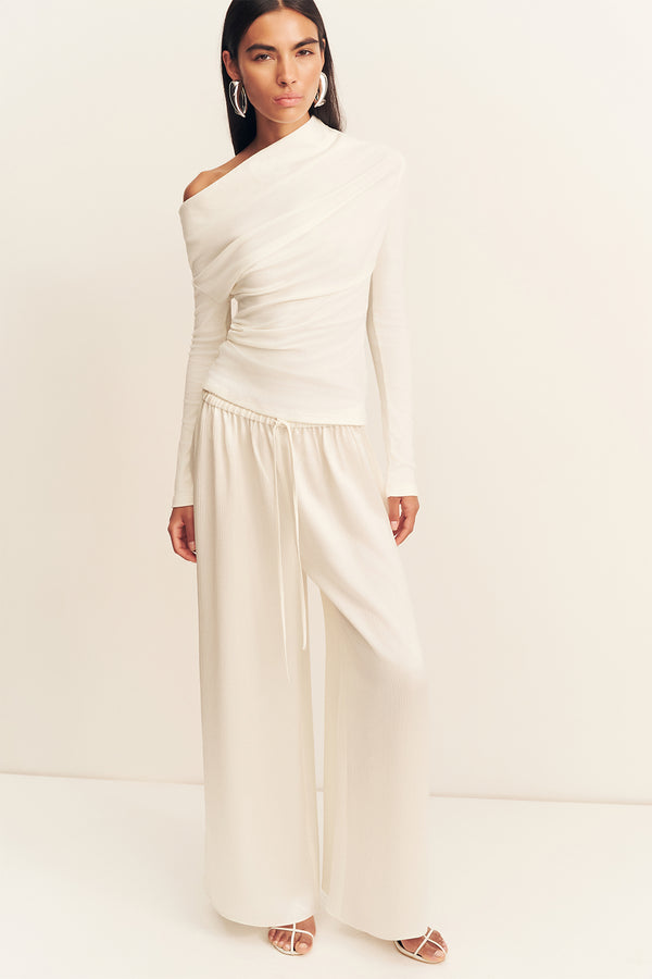 ABY ASYMMETRICAL JERSEY TOP - IVORY
