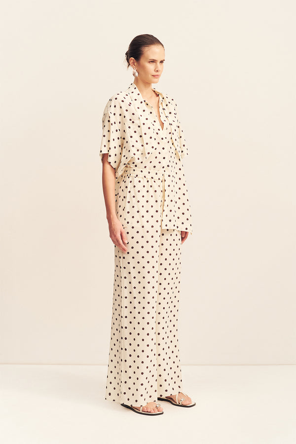 HOUSTON SHEER SHIRT WITH TIE - BLANC POLKA