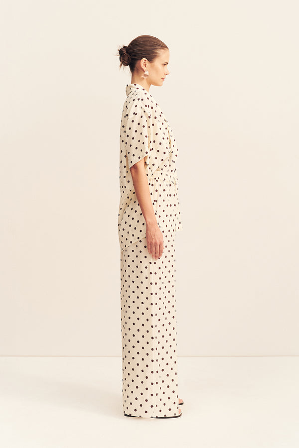 HOUSTON SHEER SHIRT WITH TIE - BLANC POLKA
