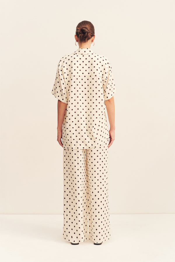 HOUSTON SHEER SHIRT WITH TIE - BLANC POLKA