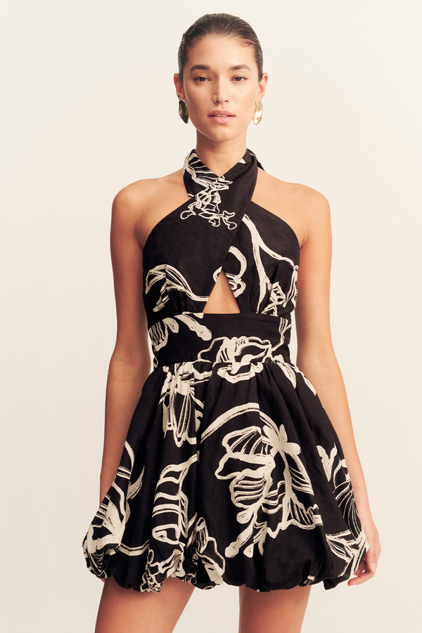 LILA HALTER BUBBLE MINI DRESS