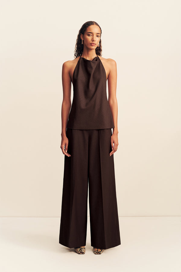 ASHER OPEN BACK COWL TOP - RISTRETTO_F