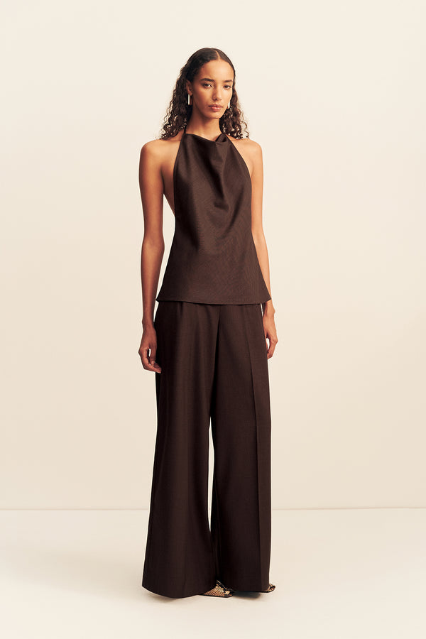 ASHER OPEN BACK COWL TOP - RISTRETTO