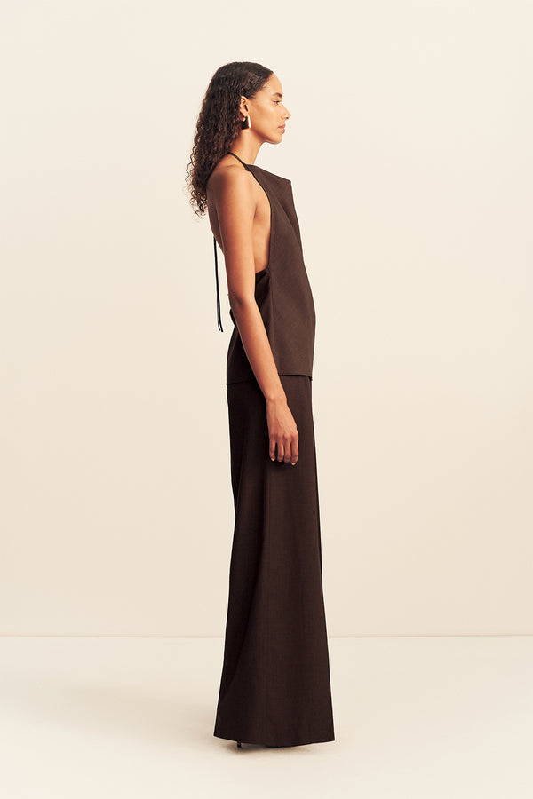 ASHER OPEN BACK COWL TOP - RISTRETTO