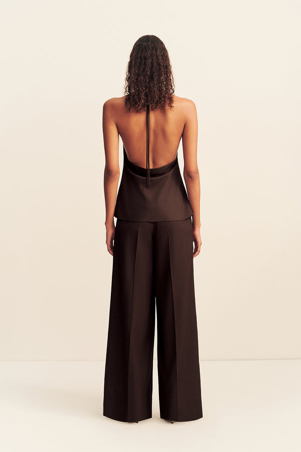 ASHER OPEN BACK COWL TOP - RISTRETTO