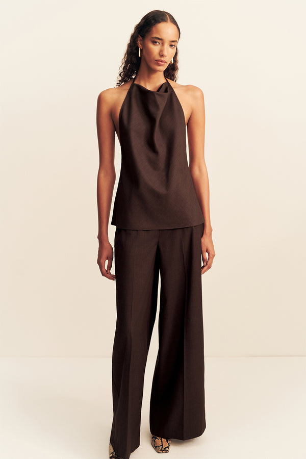 ASHER OPEN BACK COWL TOP - RISTRETTO
