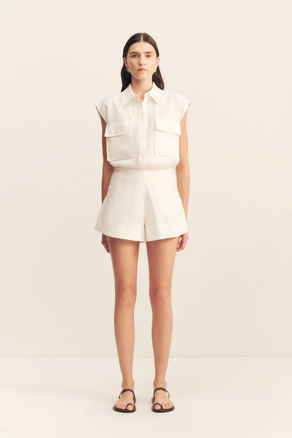 WELLINGTON SLEEVELESS SHIRT - IVORY
