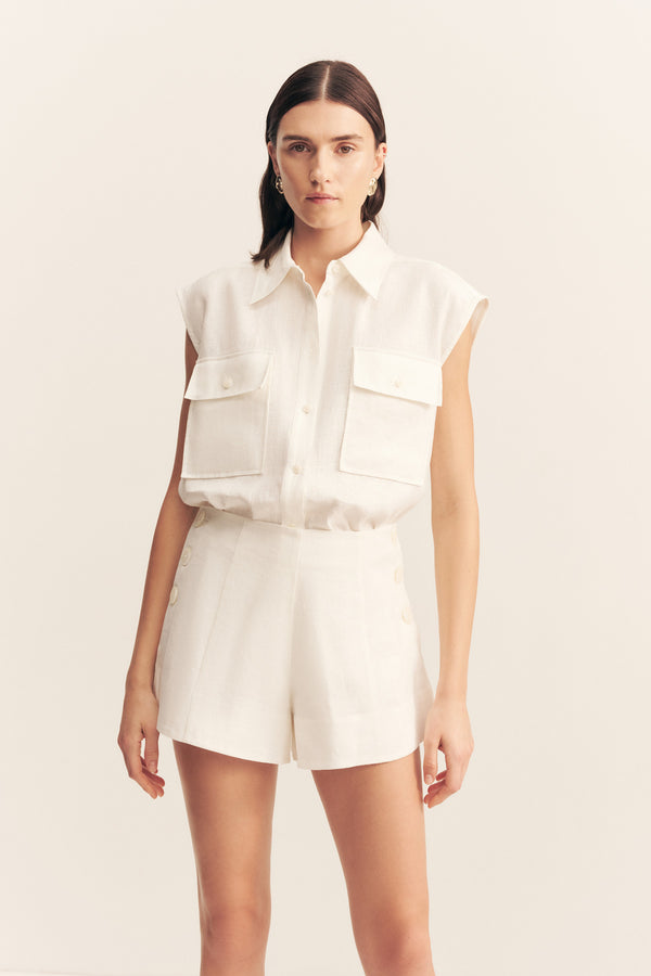WELLINGTON BUTTON UP SHORT - IVORY