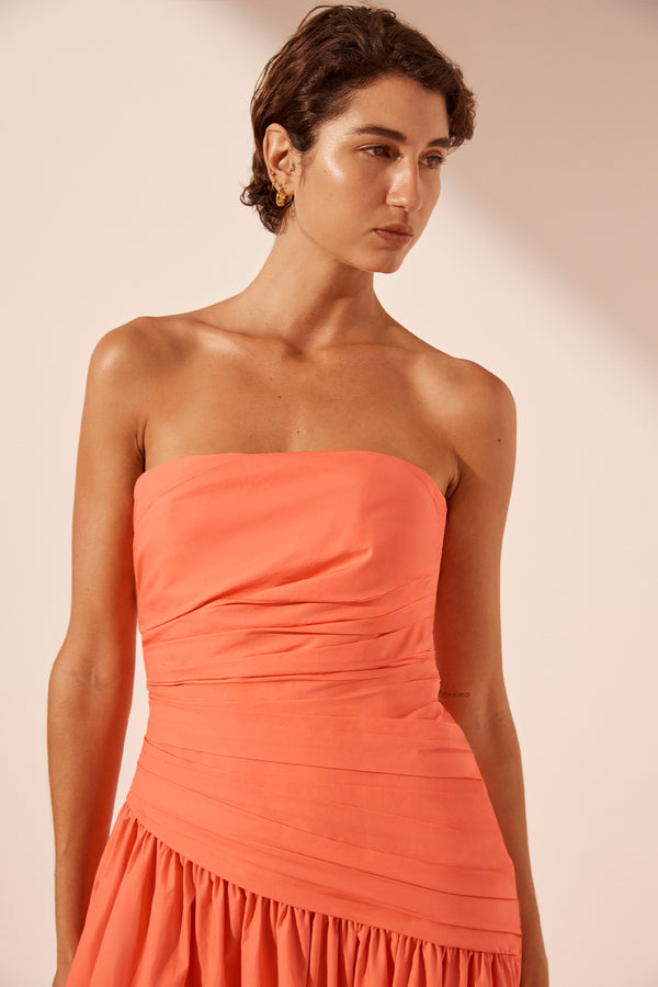 MAIORI STRAPLESS TIERED MAXI DRESS - CORAL_D